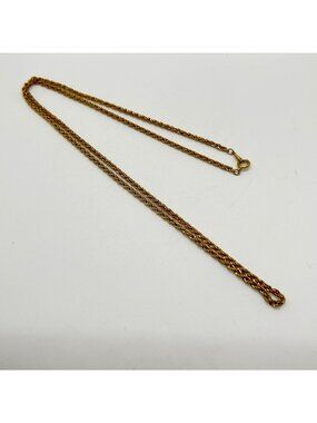 Vintage Gold Tone Rope Chain Necklace Twisted Link Classic Strand 30” Long